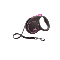 Повідець-рулетка до 15 кг стрічка, рожевий Black Design Flexi