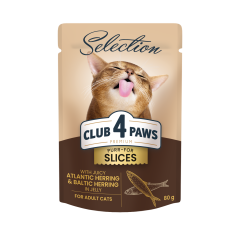 Вологий корм для котів шматочки з оселедцем та салакою Slices Selection Клуб 4 Лапи