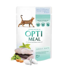 Вологий корм для котів з тріскою та овочами у желе 3+1 (Акція) Sensitive Digestion Adult Cat Grain Free OptiMeal