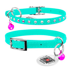 Нашийник для котів з резинкою (ш. 9мм. 22-30 см.) ментоловий Glamour WauDog CoLLar