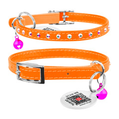 Нашийник для котів з резинкою (ш. 9мм. 22-30 см.) помаранчевий Glamour WauDog CoLLar