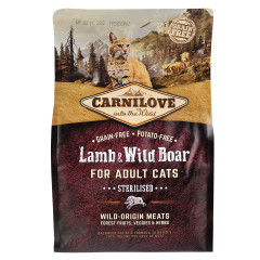 Сухий корм для котів з ягням та диким кабаном Sterilised Carnilove