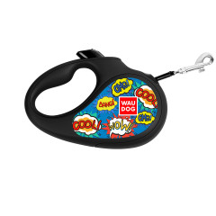 Повідець-рулетка для собак до 50кг. 5м. "Вау" чорний CoLLar