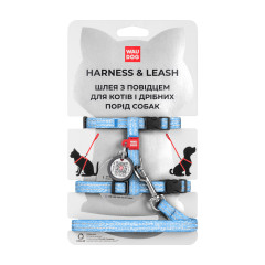 Шлея з повідком для котів (ш. 10мм. 25-40см.) блакитний Re-cotton WauDog CoLLar