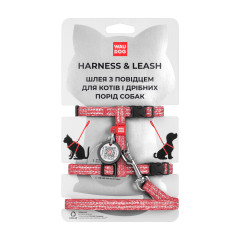 Шлея з повідком для котів (ш. 10мм. 25-40см.) червоний Re-cotton WauDog CoLLar