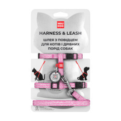 Шлея з повідком для котів (ш. 10мм. 25-40см.) рожевий Re-cotton WauDog CoLLar