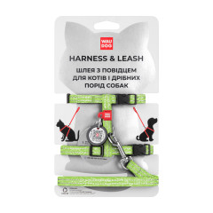 Шлея з повідком для котів (ш. 10мм. 25-40см.) салатовий Re-cotton WauDog CoLLar
