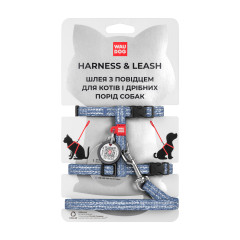 Шлея з повідком для котів (ш. 10мм. 25-40см.) синій Re-cotton WauDog CoLLar