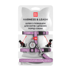 Шлея з повідком для котів (ш. 10мм. 25-40см.) фіолетовий Re-cotton WauDog CoLLar