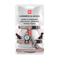 Шлея з повідком для котів (ш. 10мм. 25-40см.) коричневий Re-cotton WauDog CoLLar