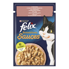 Вологий корм для котів з лососем та креветками Sansations Jellies Felix Purina