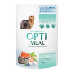 Вологий корм для собак з лососем та соусом з лохини Adult Dog OptiMeal