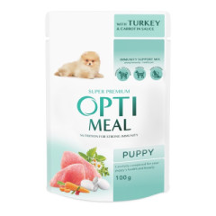 Вологий корм для цуценят з індичкою в морквяному соусі Puppy OptiMeal