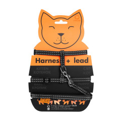 Шлея з повідком для котів 10мм 20-30см чорна Dog Extreme CoLLar