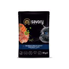 Вологий корм для котів з лососем та горошком у соусі Salmon & Peas in Gravy Adult Cat Gourmand Savory