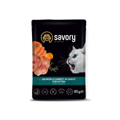 Вологий корм для кошенят з лососем та морквою у соусі Salmon & Carrot in Gravy Gourmand Kitten Savory