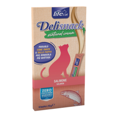 Ласощі для котів крем-снек лосось 6 шт. 15 г. Deli Snack Life Cat
