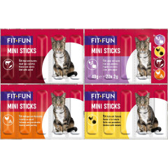 Ласощі для котів мясна паличка мікс 20 шт. Mini Sticks Fit + Fun