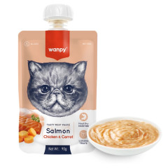 Ласощі для котів з лососем та куркою Chiken & Carrot Salmon Tasty Meat Paste Wanpy