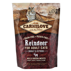 Сухий корм для котів активних з олениною та кабаном Raindeer Energy & Outdoor Adut Cat Carnilove