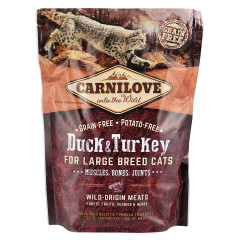 Сухий корм для котів великих порід з качкою та індичкою Cat Duck & Turkey Large Breed Adut Cat Carnilove