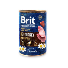 Вологий корм для собак з індичкою та індюшиною печінкою Turkey and Liver can Adult Dog Brit Premium