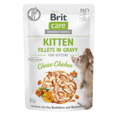 Вологий корм для кошенят філе в соусі з куркою Chicken Fillets in Gravy Kitten Brit Care