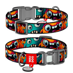 Нашийник нейлоновий "Зубасті монстри" пластиковий фастекс Nylon WauDog CoLLar (old)