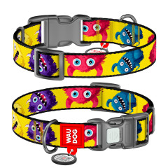 Нашийник нейлоновий "Мохнаті монстри" пластиковий фастекс Nylon WauDog CoLLar (old)