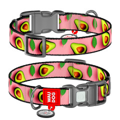 Нашийник нейлоновий "Авокадо на рожевому" пластиковий фастекс Nylon WauDog CoLLar (old)
