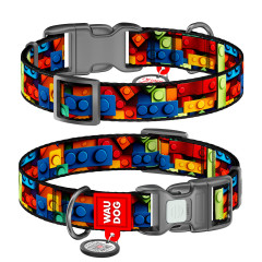 Нашийник нейлоновий "Блоки" пластиковий фастекс Nylon WauDog CoLLar (old)