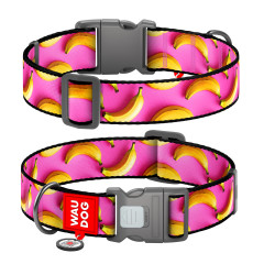 Нашийник нейлоновий "Банани на рожевому" пластиковий фастекс Nylon WauDog CoLLar (old)