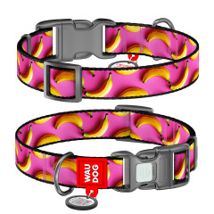 Нашийник нейлоновий "Банани на рожевому" пластиковий фастекс Nylon WauDog CoLLar (old)