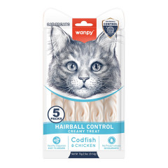 Ласощі для котів крем снек з тріскою та куркою Codfish & Chicken Hairball Control Creamy Wanpy