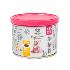 Вологий корм для котів з куркою Chicken Chunks in Jelly For Cats Pet Shef