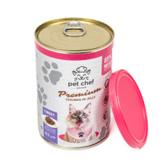 Вологий корм для котів з індичкою Turkey Chunks in Jelly For Cats Pet Shef