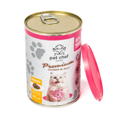 Вологий корм для котів з куркою Chicken Chunks in Jelly For Cats Pet Shef