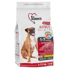 Сухий корм для собак з ягням та рибою Sensitive Skin & Coat Adult All Breed Dog 1st Choice Nutrition