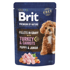 Вологий корм для собак малих порід філе в соусі індичка і морква Turkey & Carrots Fillets in Gravy Puppy Brit Premium