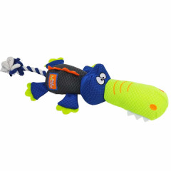 Іграшка м'яка для собаки сітчастий крокодил з мотузкою PlushToy Nobby