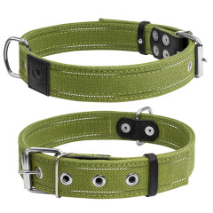 Нашийник подвійний з бавовняної стрічки (ш. 35мм. 51-63см.) зелений CoLLar