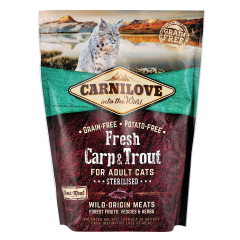 Сухий корм для котів для стерилізованих котів, з карпом та форелю Carp & Trout Sterilised Adut Cat Carnilove