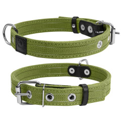 Нашийник з бавовняної стрічки подвійний (ш. 25мм. д. 41-53см.) зелений CoLLar