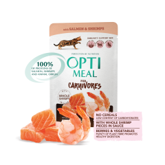Вологий корм для котів з лососем та креветками у соусі Adult Cat Grain Free OptiMeal