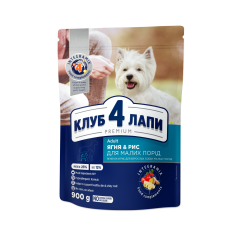 Сухий корм для собак з ягням та рисом Small Breed Adult Dog Клуб 4 Лапи