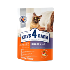 Сухий корм для котів з куркою Indoor 4 in 1 Adult Cat Клуб 4 Лапи
