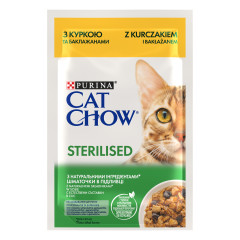 Вологий корм для котів з куркою та баклажанами Sterilised Cat Chow Purina