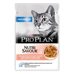 Вологий корм для котів шматочки у підливі з лососем Housecat Pro Plan Purina
