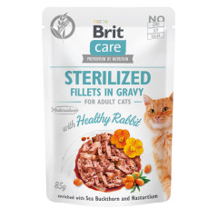 Вологий корм для котів з кроликом Adult Steilized Rabbit Fillets in Gravy Brit Care