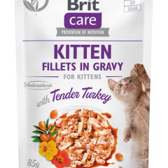 Вологий корм для кошенят з індичкою Kitten Turkey Fillets in Gravy Brit Care